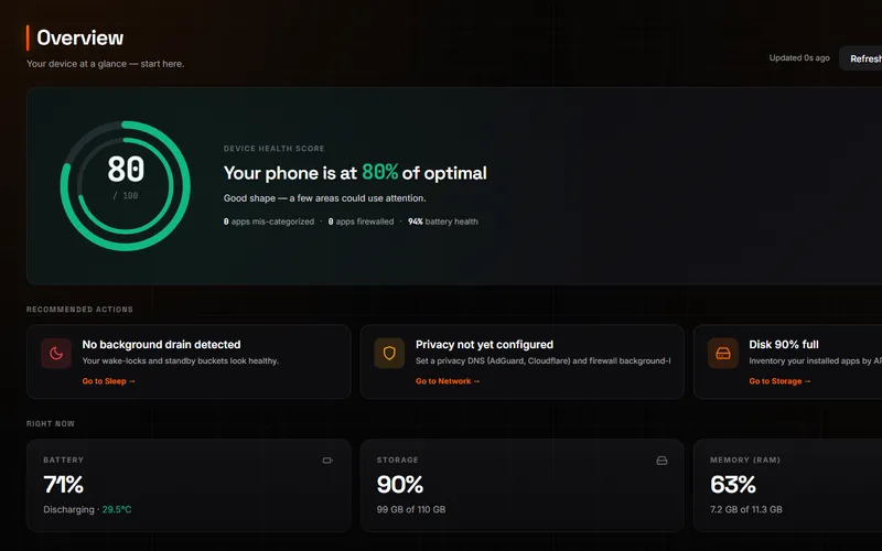 DozeForge — Control total de tu Android por ADB (sin root)