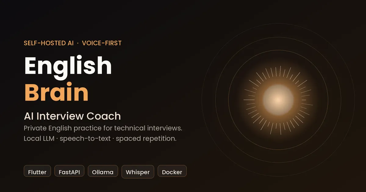 English Brain — Tu coach de entrevistas en inglés con IA, autoalojado