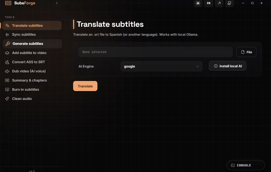 SubsForge — Subtítulos con IA, 100% en local